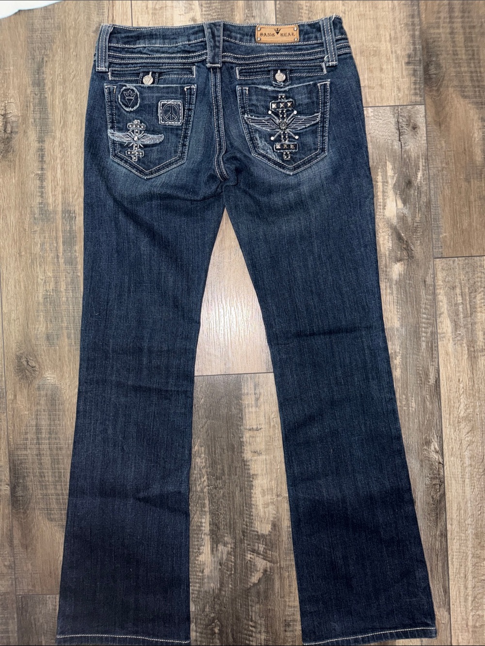 BANG BANG Dark Indigo Embellished Boot Cut Jeans